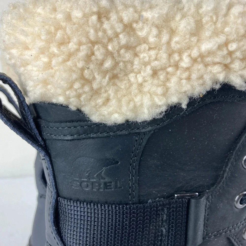 Sorel Brex Winter Snow Boot Waterproof Women 8.5 Black Shearling Lined‎ Gorpcore